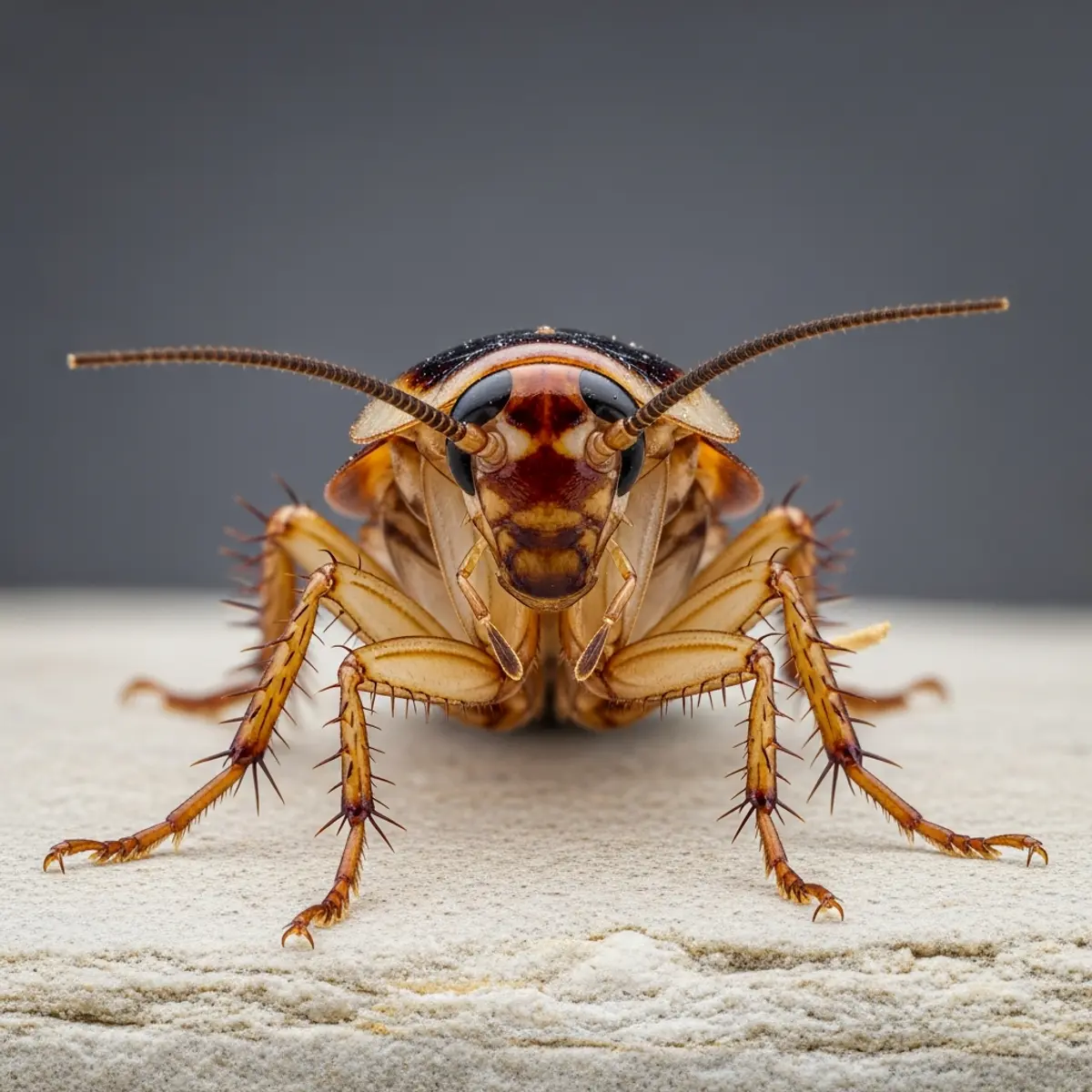 Trois espèces de blattes comparées sur fond neutre pour identification