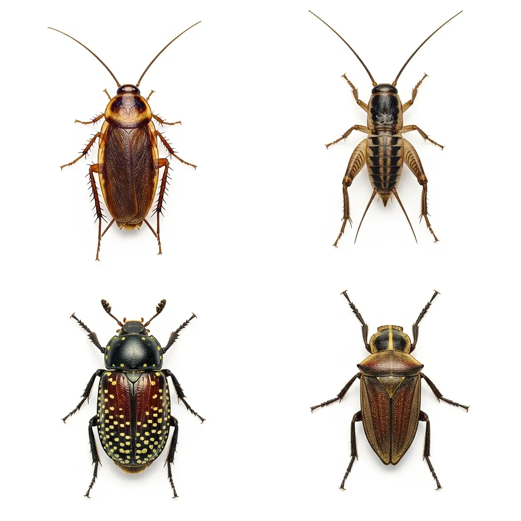 Grille de comparaison entre un cafard, un grillon, un anthrène et une punaise des bois