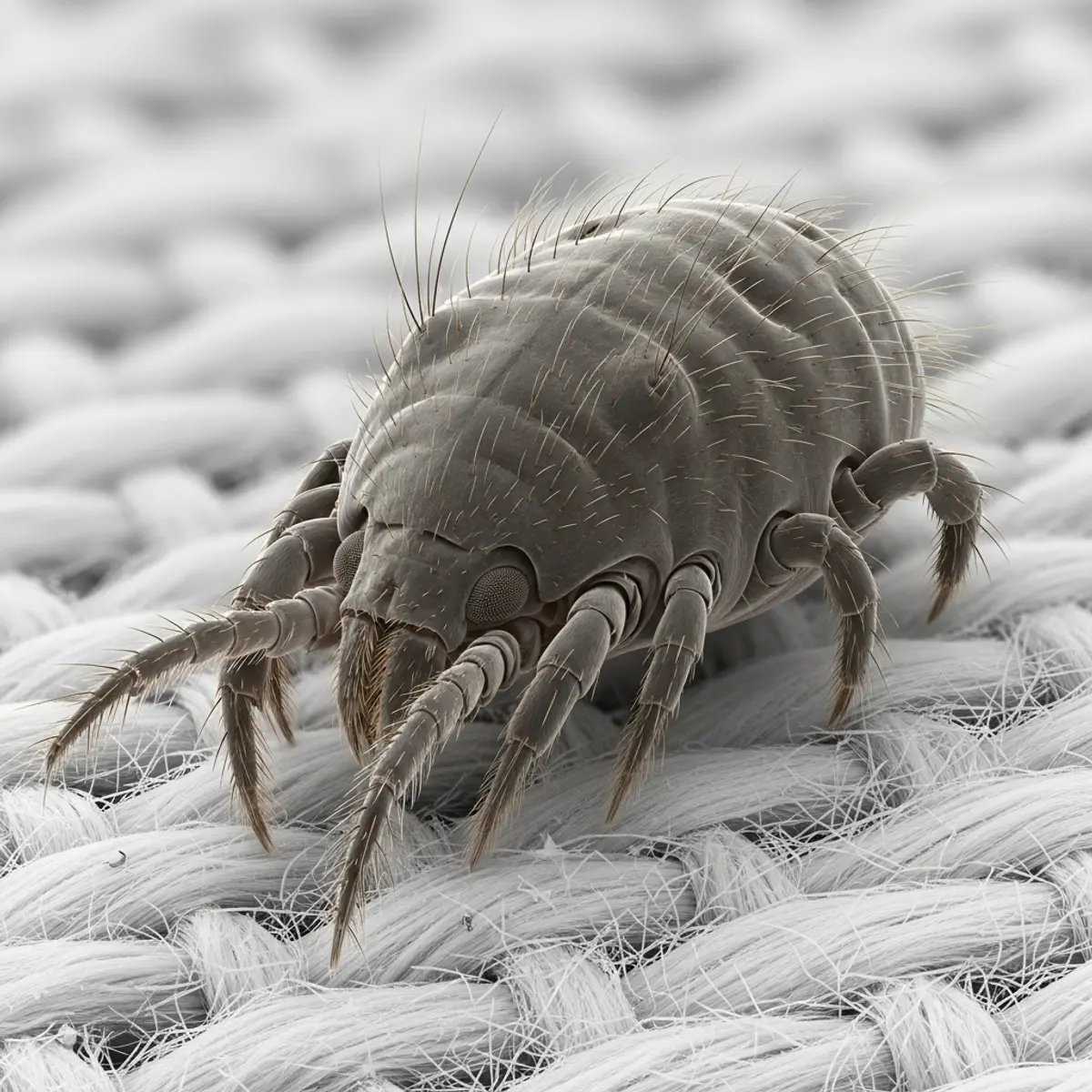 Vue macro d'un acarien domestique pour identification des piqûres