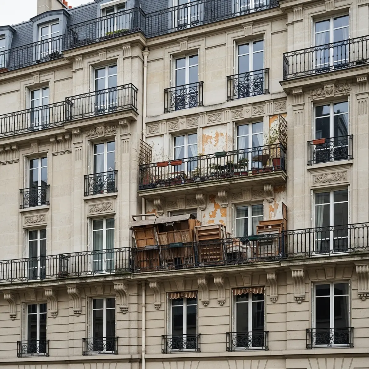 Detail d'une zone de migration de nuisibles secondaires (mites, mouches, blattes) dans les parties communes d'une copropriete